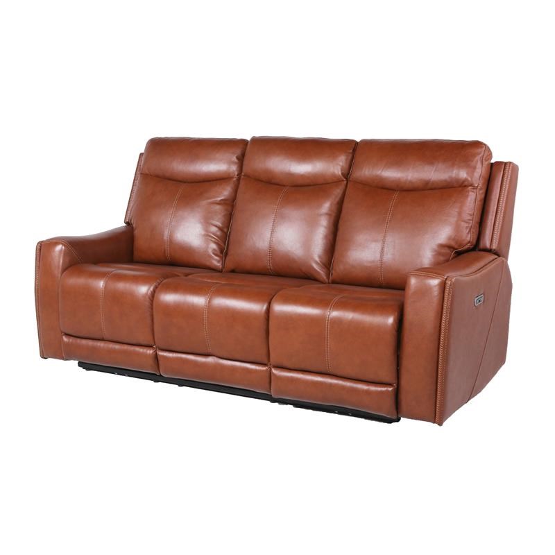 Natalia Caramel Leather Power Recliner Sofa Homesquare