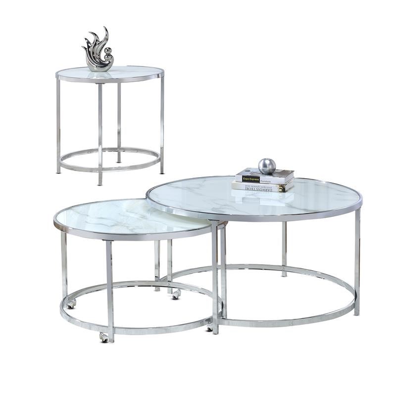 Steve Silver Rayne Faux Marble Top Round End Table