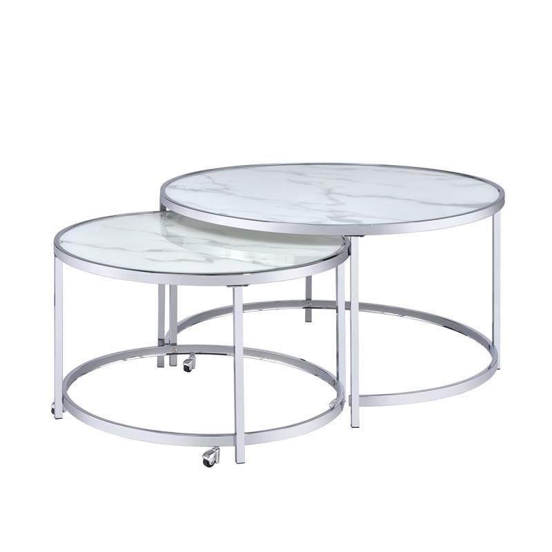 Steve Silver Rayne Faux Marble Nesting Cocktail Tables
