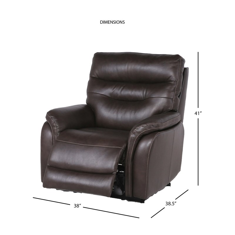 Fortuna Dark Brown Leather Power Recliner Chair