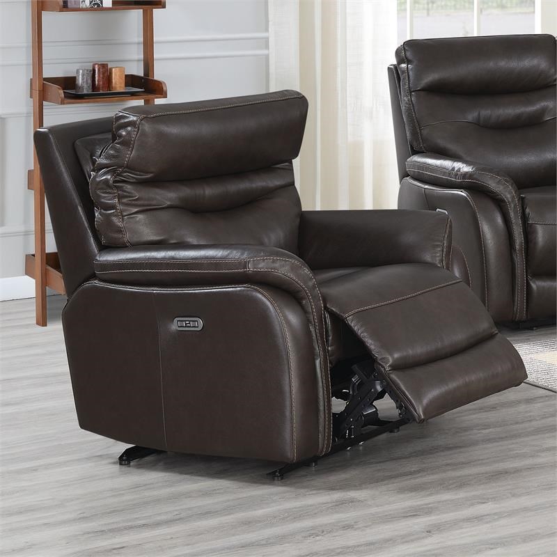 Fortuna Dark Brown Leather Power Recliner Chair