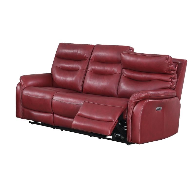 Fortuna Dark Red Leather Power Recliner, Dark Red Leather Sofa