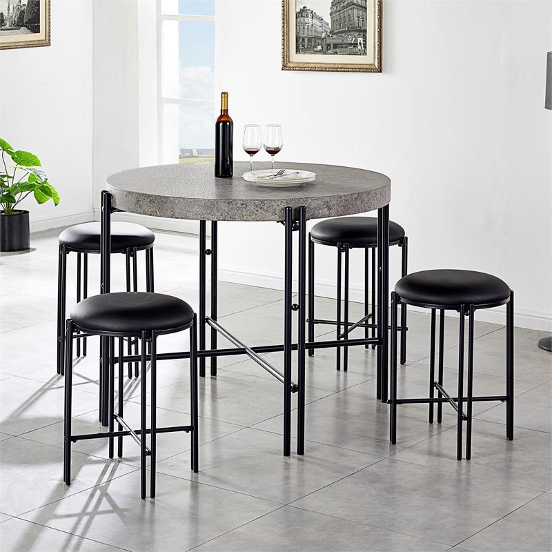 Steve Silver Morgan Two-Tone Grey and Black Round Metal Counter Table