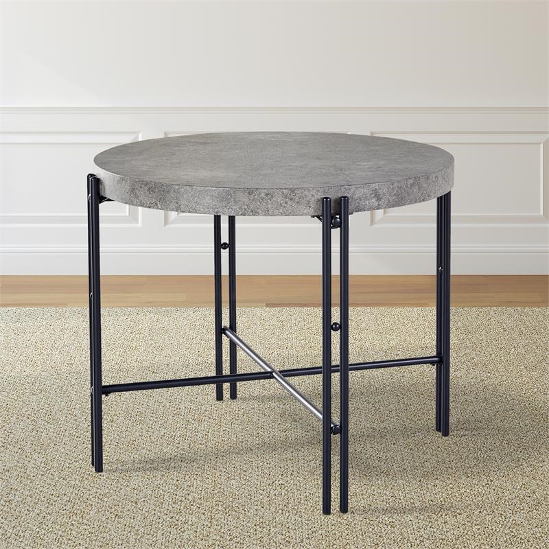 Steve Silver Morgan Two-Tone Grey and Black Round Metal Counter Table