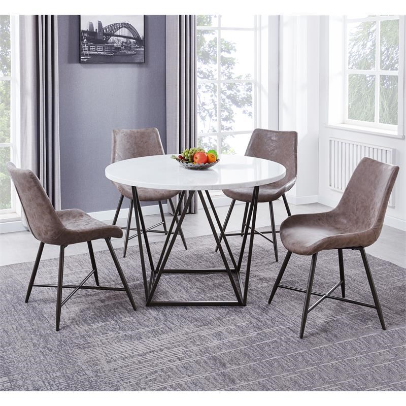 Steve Silver Ramona White Marble Top Metal 5 Piece Dining Set Rm4405pc