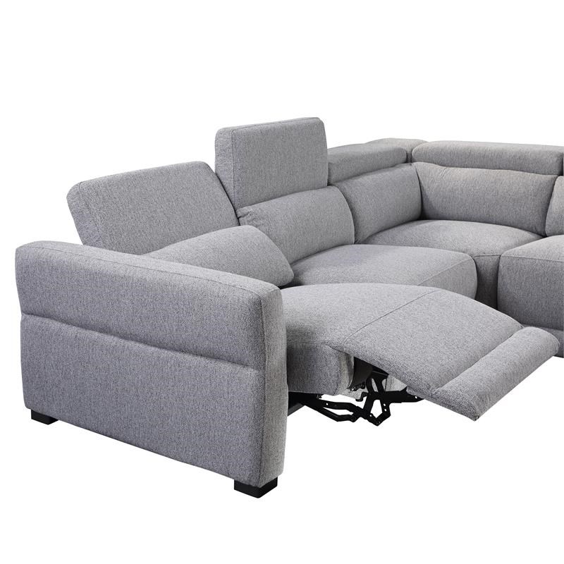 Steve Silver Isla Gray Tweed Fabric Power Reclining Sectional Homesquare