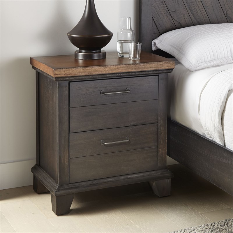 Bear Creek Chocolate and Honey Brown Wood TwoDrawer Nightstand