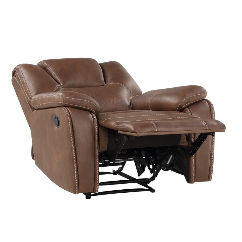 Steve Silver Katrine Brown Faux Leather Manual Recliner Homesquare