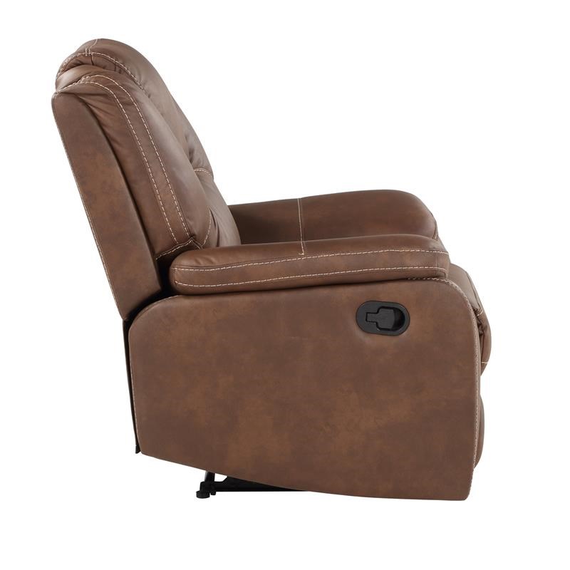 Steve Silver Katrine Brown Faux Leather Manual Recliner Homesquare