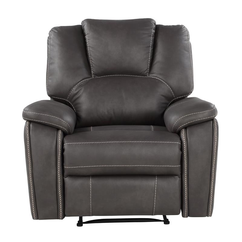 Steve Silver Katrine Charcoal Gray Faux Leather Manual Recliner - Kt800cc