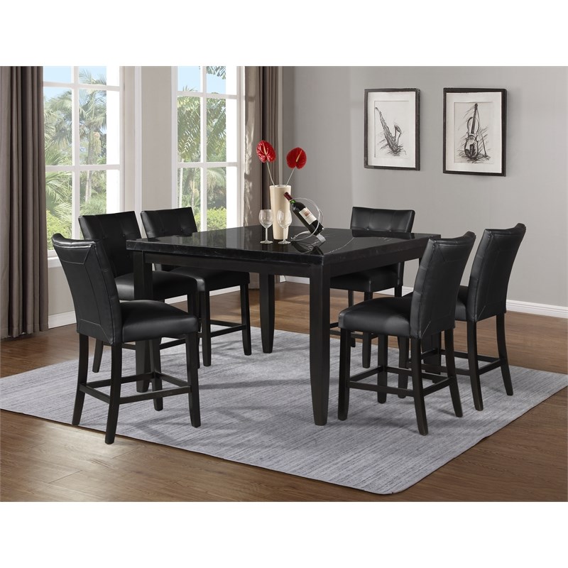 Markina Square Black Marble Top Counter, Black Square Dining Room Table