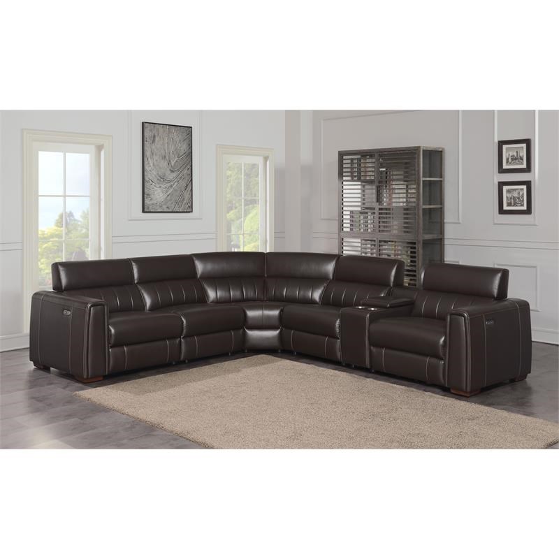 Steve Silver Nara 6-Piece Dual-Power Espresso Leather Reclining ...