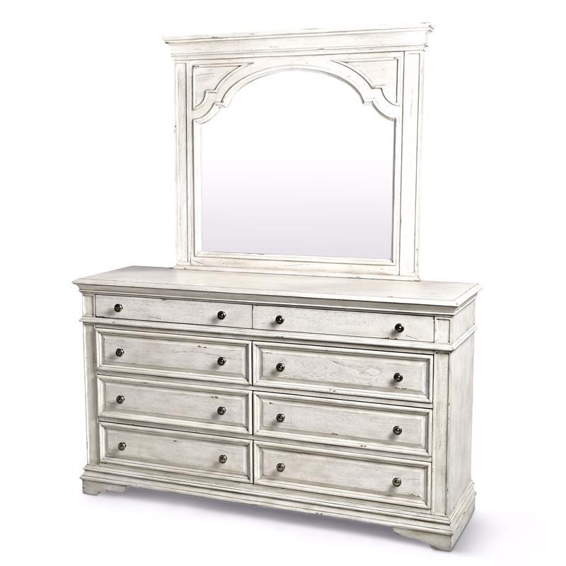 Highland Park Rustic Ivory Wood 8-drawer Dresser and Mirror | Homesquare