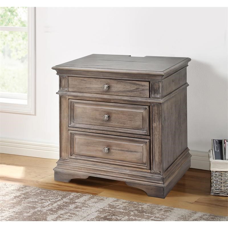 Highland Park Driftwood Gray Wood 3drawer Nightstand Homesquare