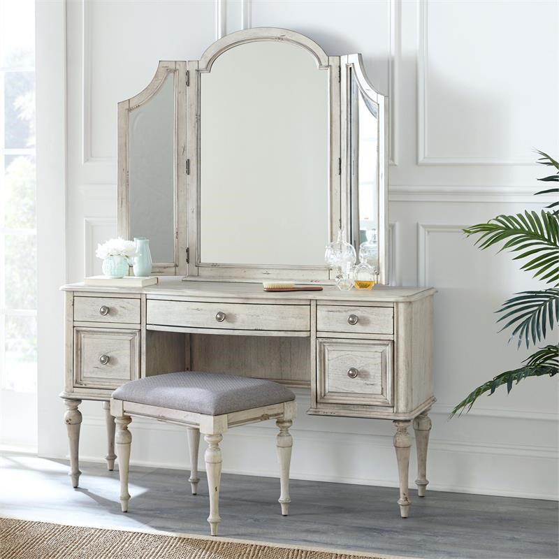 Highland Park Rustic Ivory Wood Vanity Set Homesquare