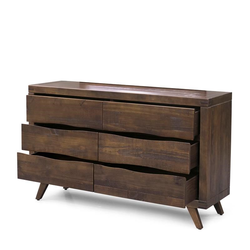 Pasco Distressed Solid Wood Brown Cocoa 6-drawer Dresser