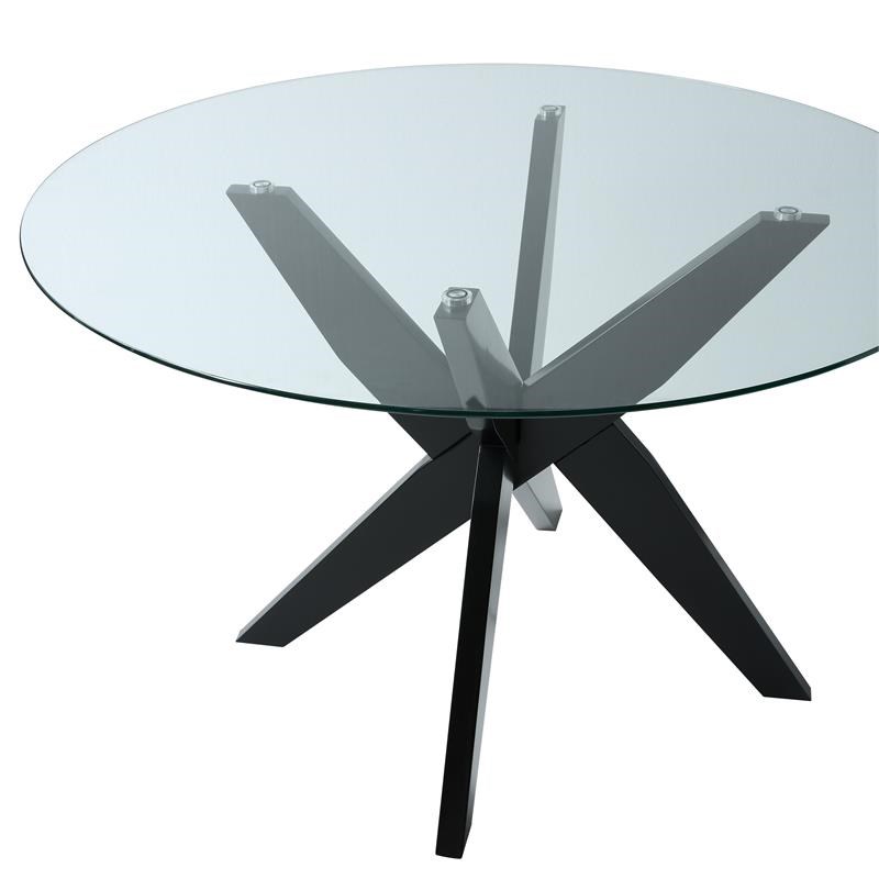 Steve Silver Amalie Round Black and Clear Glass Dining Table