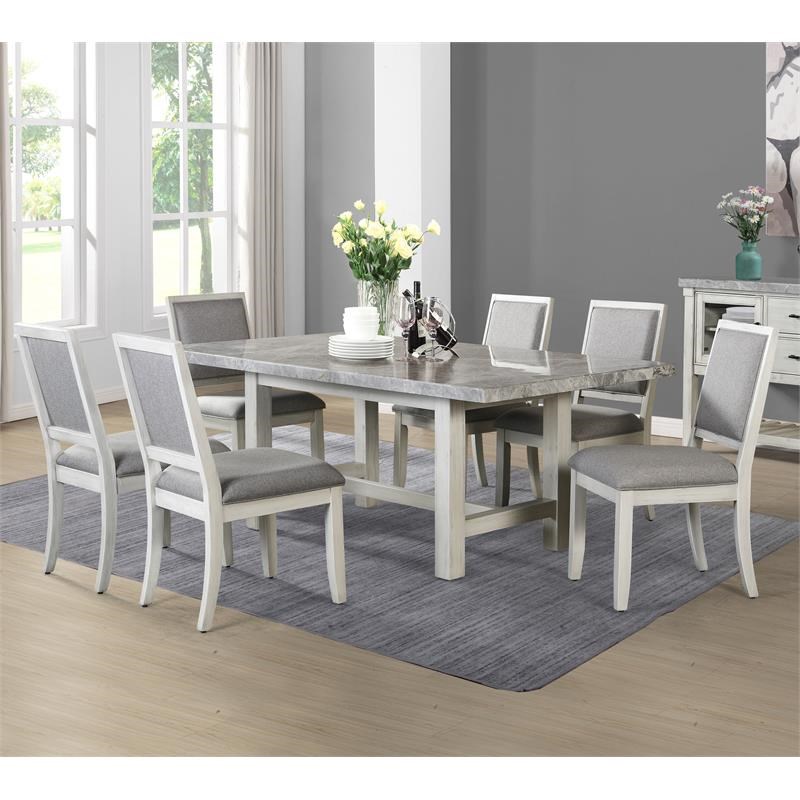 steve silver canova weathered white wood 7-piece dining set - cv5007pc