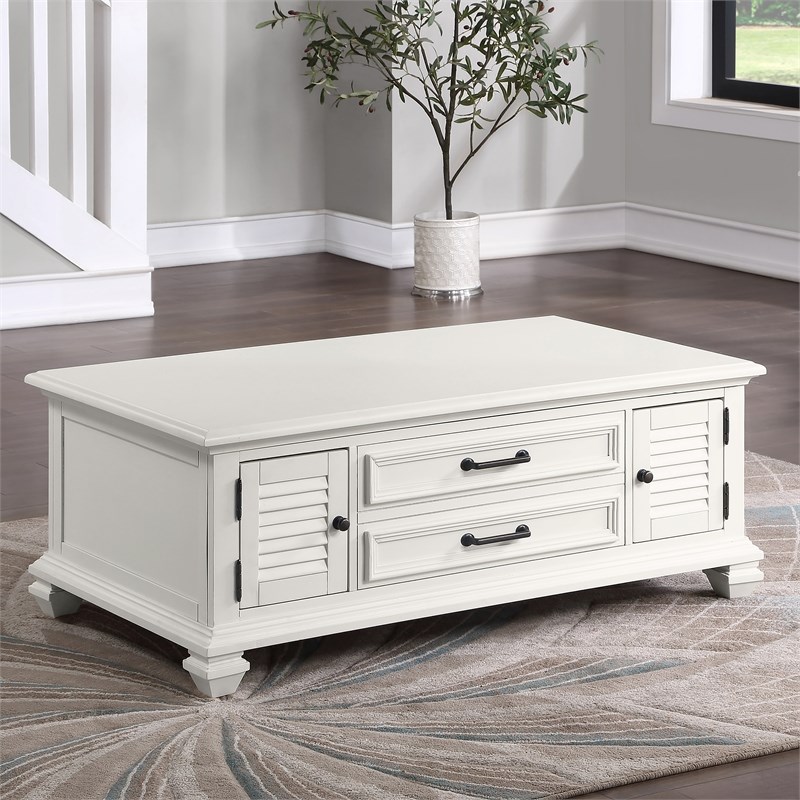 Charlestown Modern Farmhouse Soft White Lifttop Wood Coffee Table