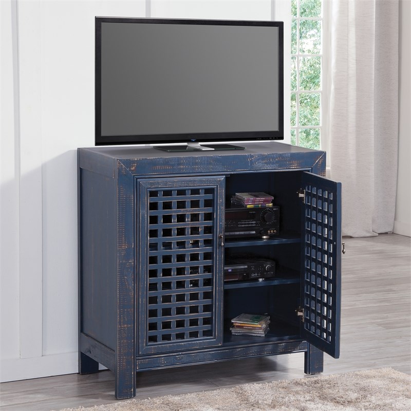Steve Silver Rio Farmhouse Antiqued Navy Wood Accent Cabinet