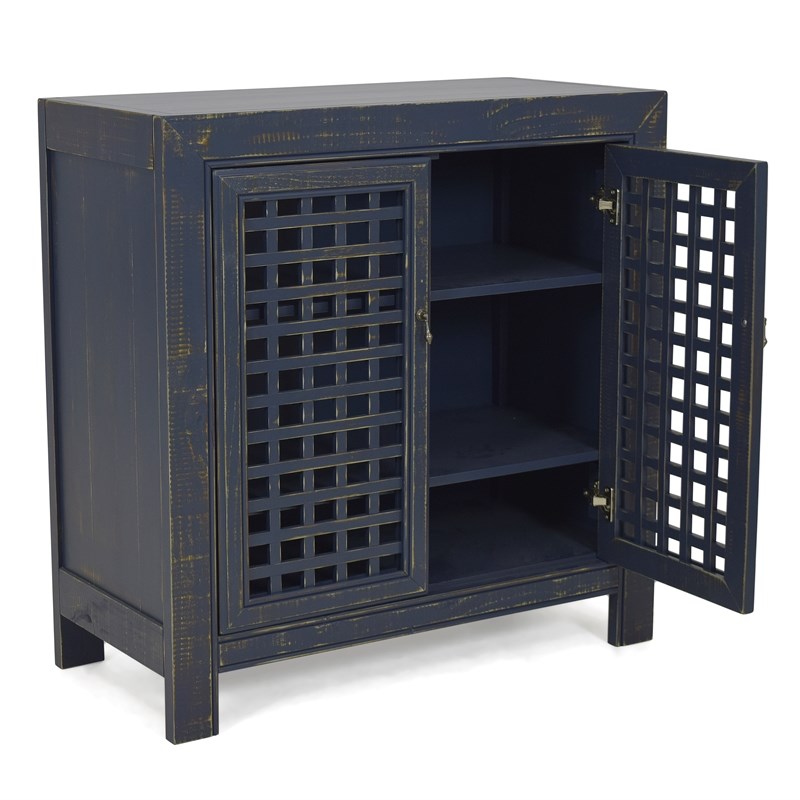 Steve Silver Rio Farmhouse Antiqued Navy Wood Accent Cabinet