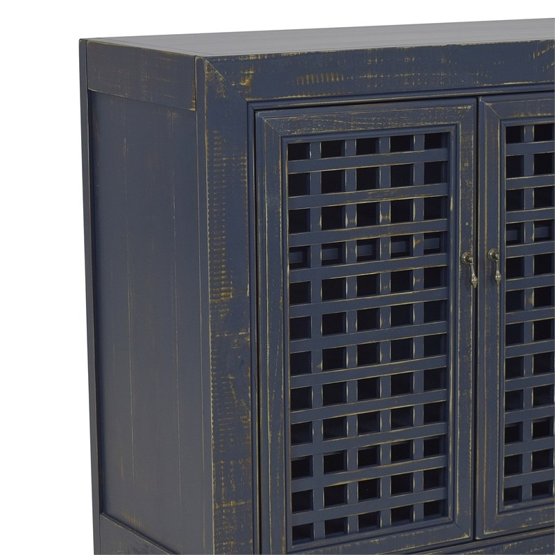 Steve Silver Rio Farmhouse Antiqued Navy Wood Accent Cabinet