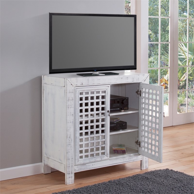 Steve Silver Rio Farmhouse Antiqued White Wood Accent Cabinet
