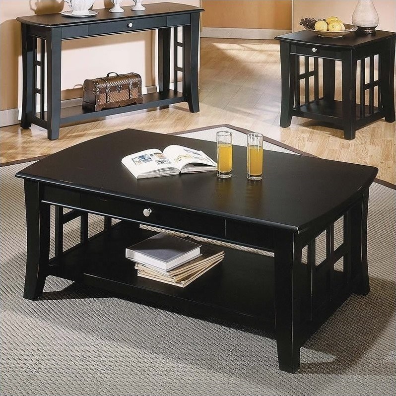 Steve Silver Company Cassidy Wood Top Cocktail Table in Black