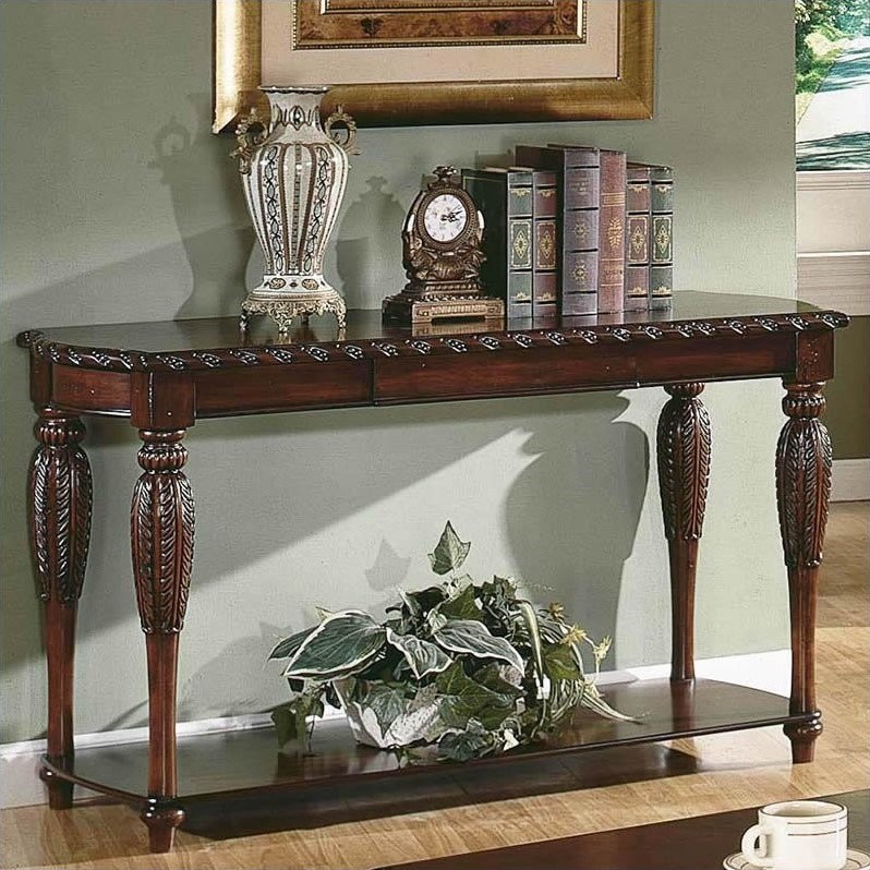 Steve Silver Company Antoinette Solid Wood Sofa Table in Cherry