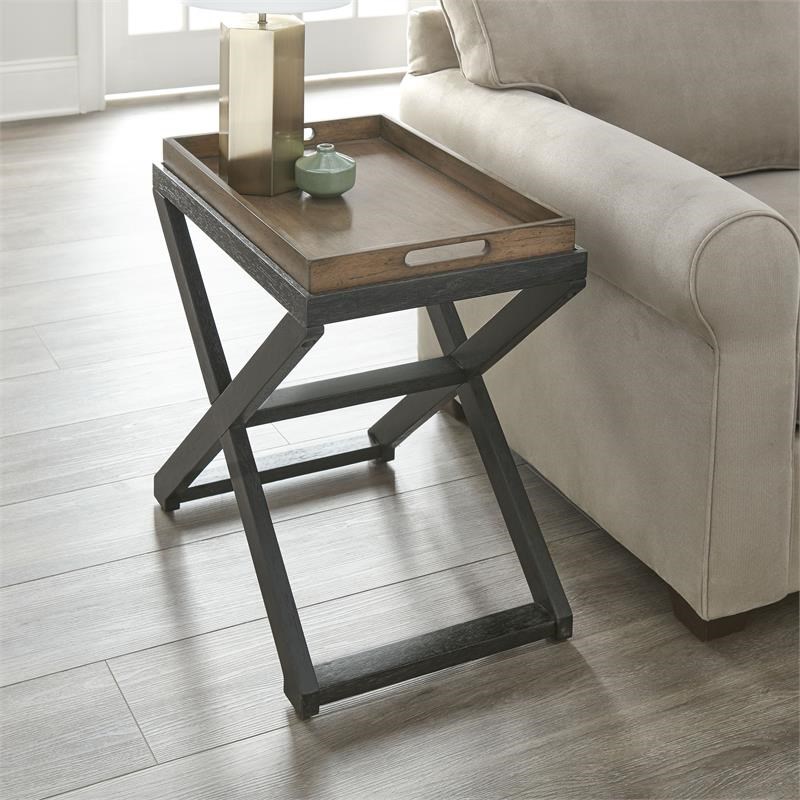 Topeka Walnut and Ebony Solid Wood Chairside Table