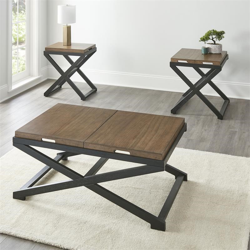 Topeka Walnut and Ebony Solid Wood Chairside Table
