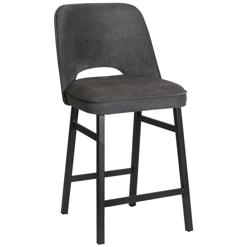 Sarah Commercial Grade Metal Counter Stool with Charcoal Fabric Seat