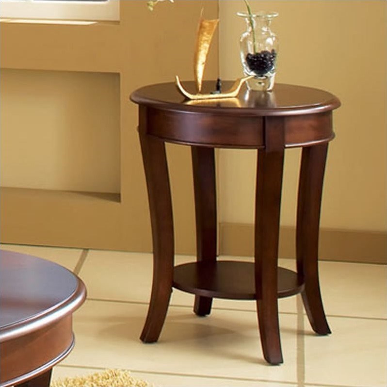 Troy Wooden End Table in Cherry Brown Finish