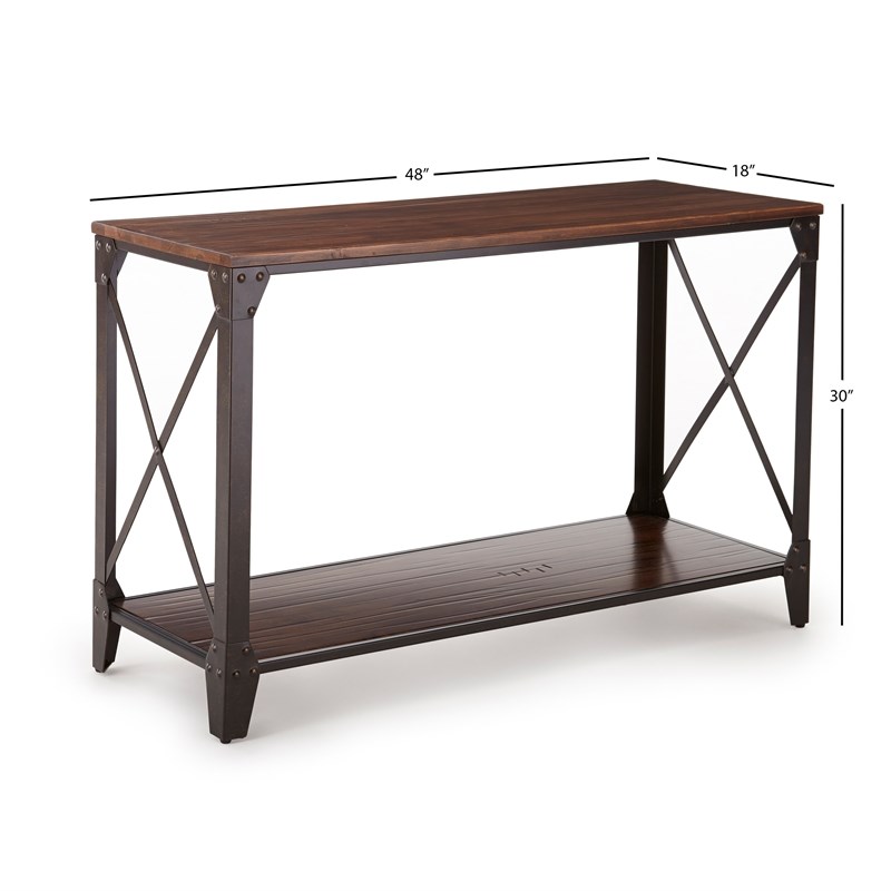 Steve Silver Company Winston Wood Sofa Table in Distressed Tobacco Brown