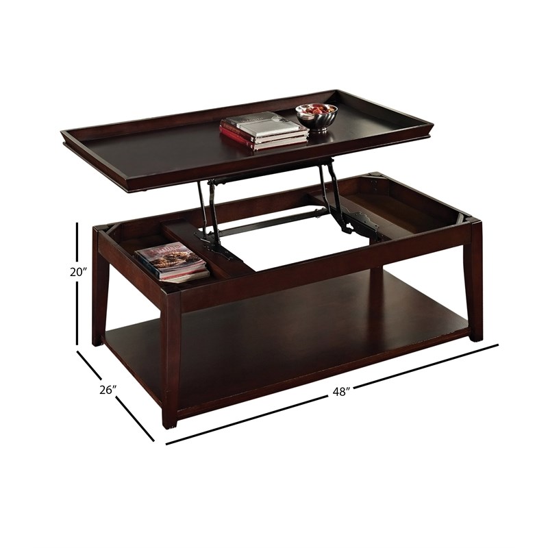 Clemson Lift Top Cocktail Table with Casters in Multi-Step Cherry