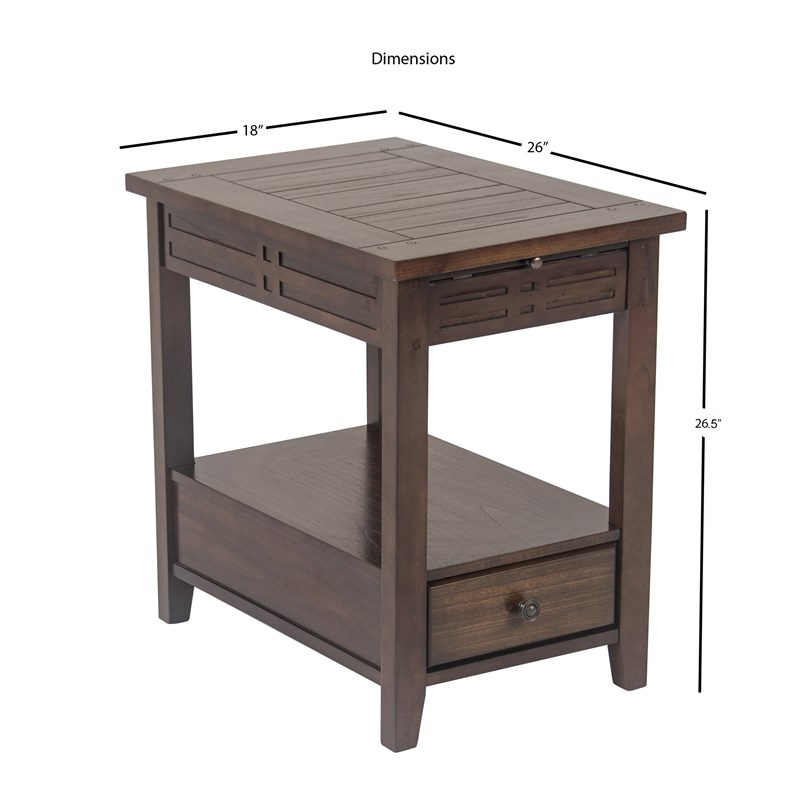 Crestline Chairside End Table in Mocha Cherry Finish