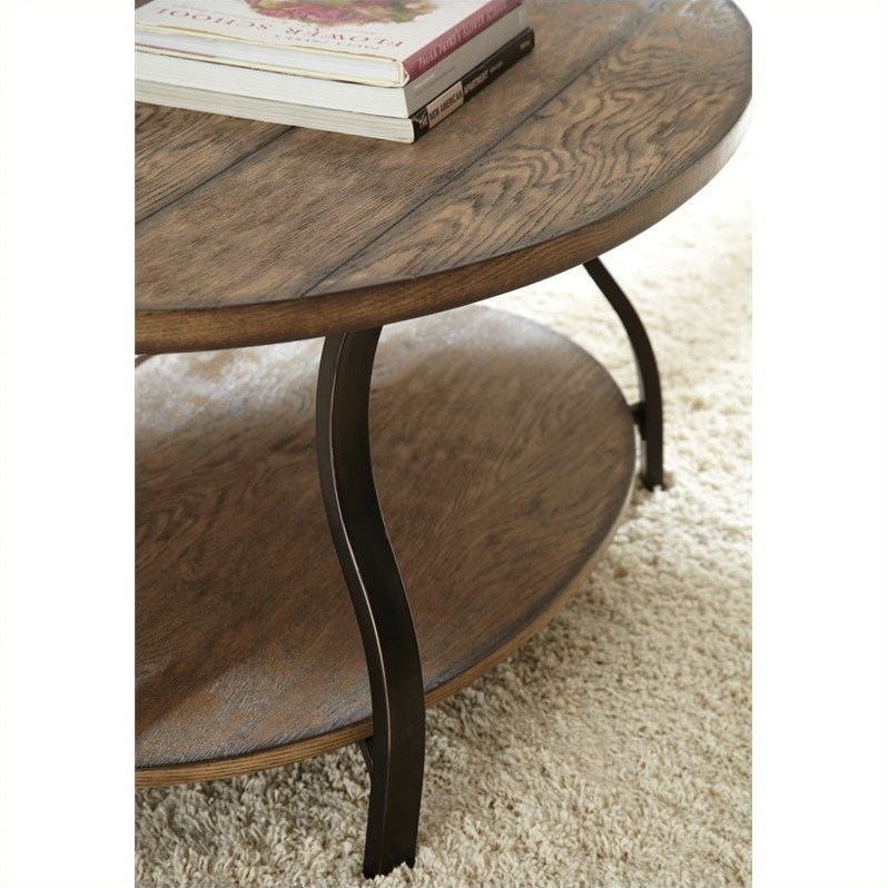 Denise Oval Cocktail Table in Light Oak Finish with Metal legs