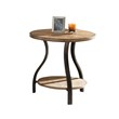 Denise Round End Table in Planked Light Oak Finish top with Metal legs