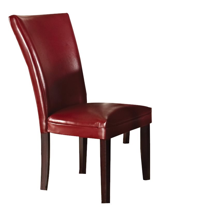 Hartford Parsons Chair In Red Leather, Leather Parsons Chair