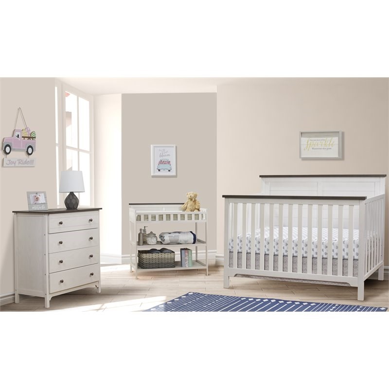 Sorelle Farmhouse Room in a Box Convertible Crib Set in Chocolate and White