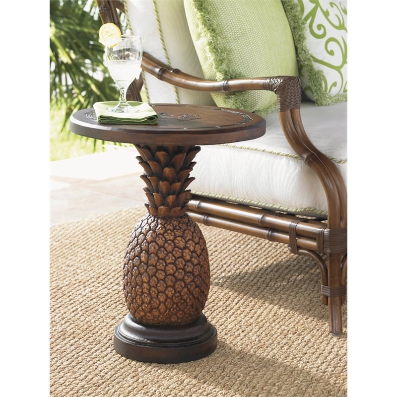 Tommy Bahama Alfresco Living Patio Pineapple Accent Table in Brown