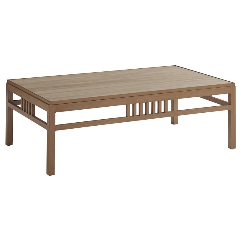 Tommy Bahama St Tropez Rectangular Outdoor Cocktail Table in Natural Teak