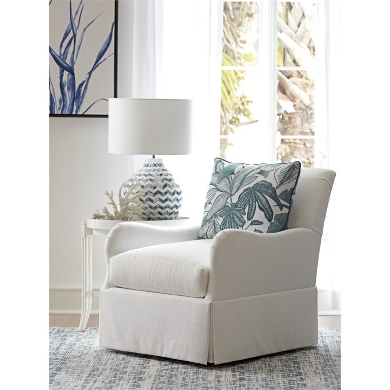 tommy bahama ocean breeze palm frond swivel accent chair in offwhite