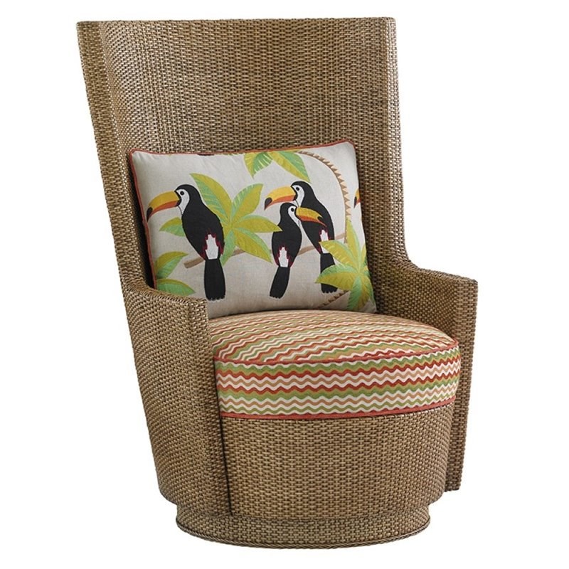 Tommy Bahama Twin Palms Lago Mar Swivel Accent Chair in Multi-Color