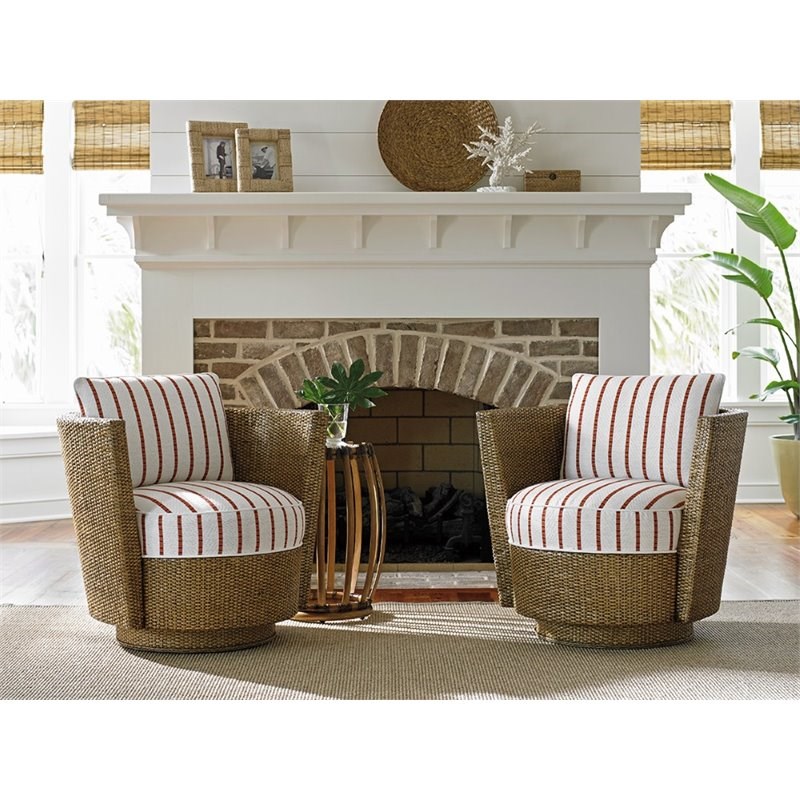 Tommy Bahama Twin Palms Tarpon Cay Swivel Accent Chair in Gulf Shore