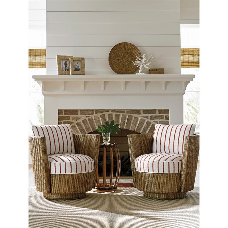 Tommy Bahama Twin Palms Tarpon Cay Swivel Accent Chair in Gulf Shore