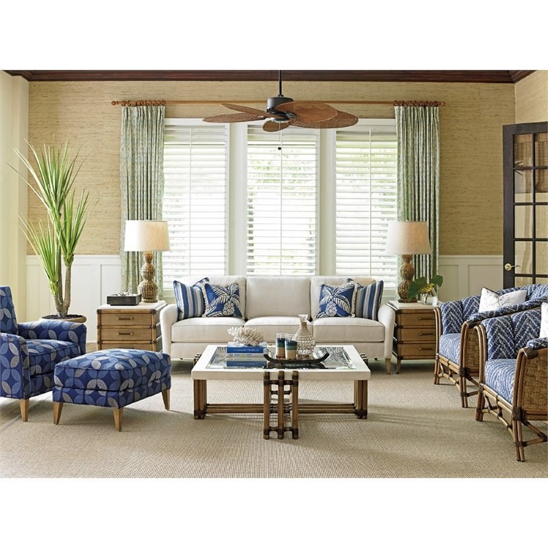 Tommy Bahama Twin Palms Coconut Grove Ottoman in Gulf Shore