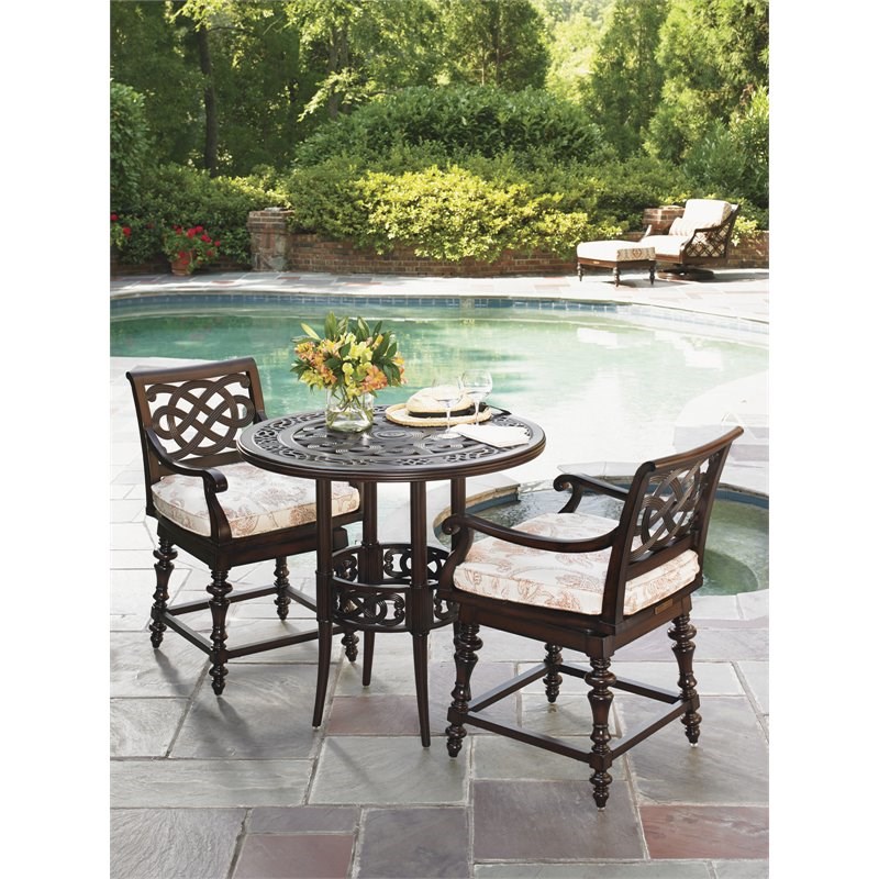 Tommy Bahama Black Sands Patio Pub Table in Deep Umber