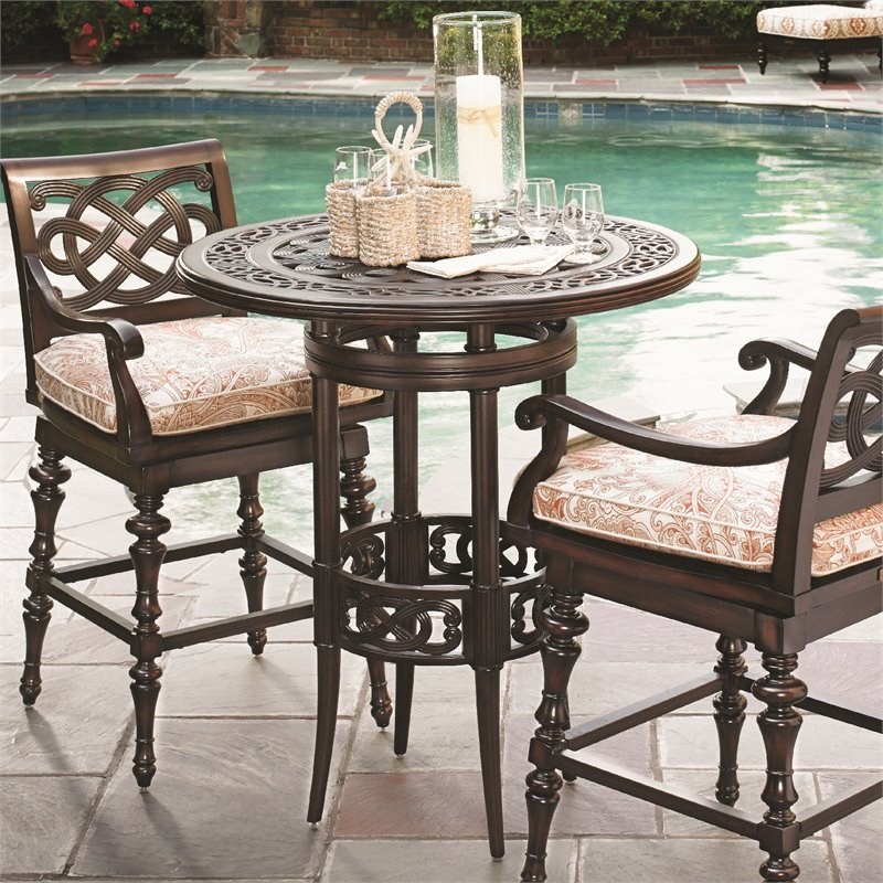 Tommy Bahama Black Sands Patio Pub Table in Deep Umber