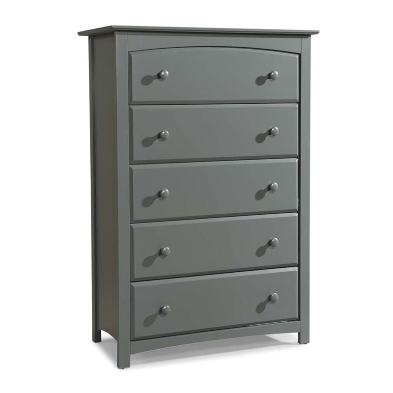 Stork Craft Kenton 5 Drawer Universal Dresser in Gray